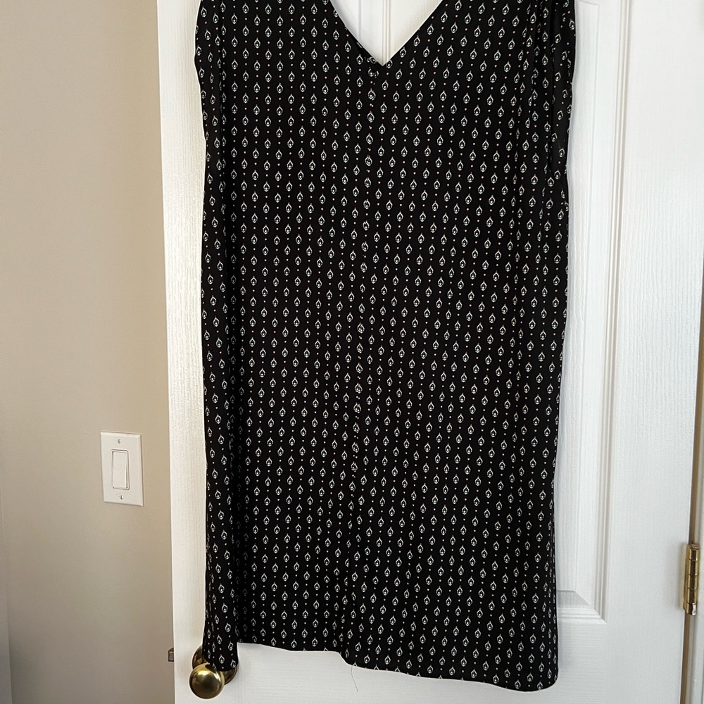 Loft, large sleeveless v-neck shift dress with cross bar in back